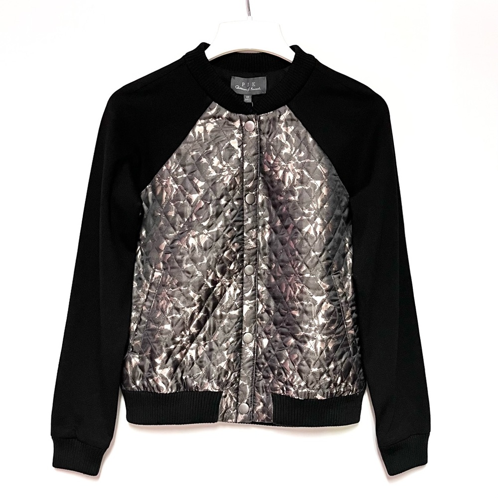 PJK Womens Calabash Bomber Jacket Camo Quilted SZ XS Y2K Lightweight Mixed Media